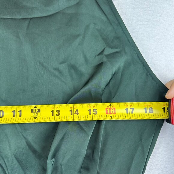 Lulus Classic Elegance Green Satin Sleeveless Mock Neck Maxi Dress Medium - Picture 9 of 14